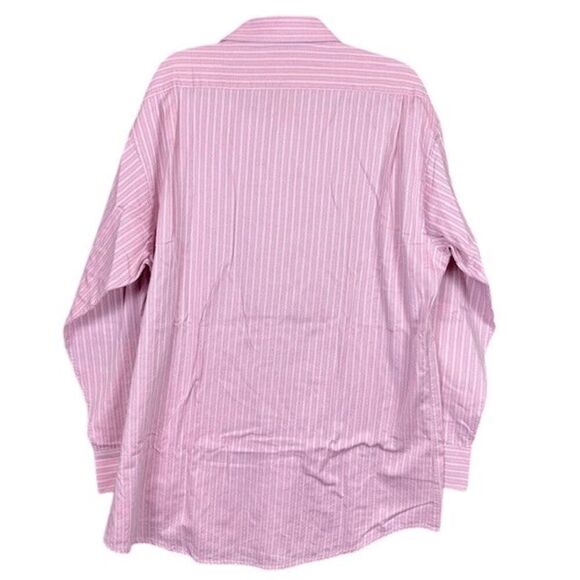 Bachrach Button Down Shirt Pink Stripe Contrasting Cotton Size XL 18 34-35 - Picture 2 of 8